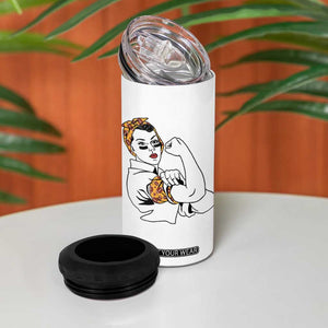 We Can Do It Game Day 4 in 1 Can Cooler Tumbler Rosie The Riveter Strong Woman Football Fan