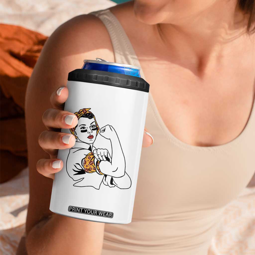 We Can Do It Game Day 4 in 1 Can Cooler Tumbler Rosie The Riveter Strong Woman Football Fan