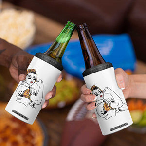 We Can Do It Game Day 4 in 1 Can Cooler Tumbler Rosie The Riveter Strong Woman Football Fan