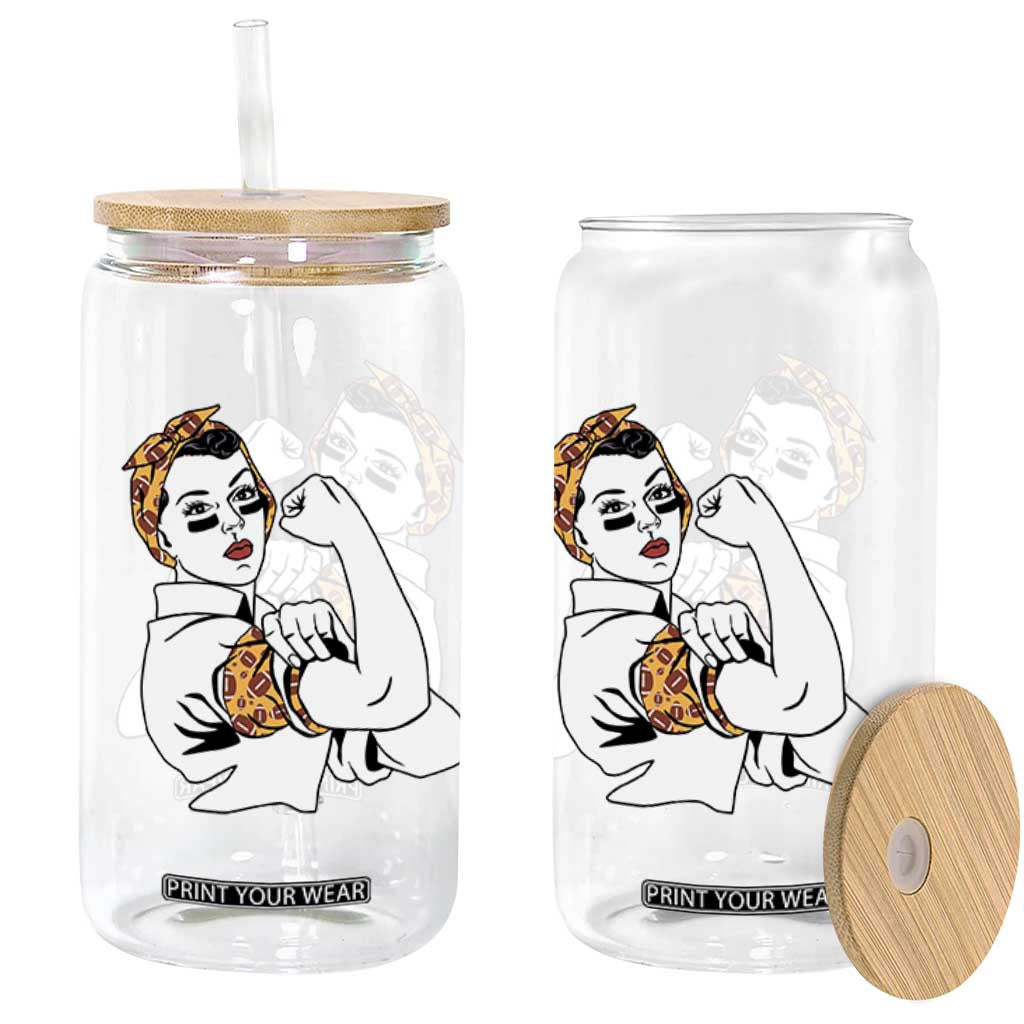 We Can Do It Game Day Glass Can Rosie The Riveter Strong Woman Football Fan