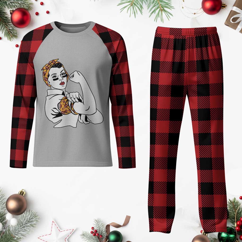 We Can Do It Game Day Plaid Pajama Set Rosie The Riveter Strong Woman Football Fan