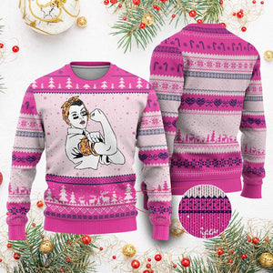 We Can Do It Game Day Ugly Christmas Sweater Rosie The Riveter Strong Woman Football Fan
