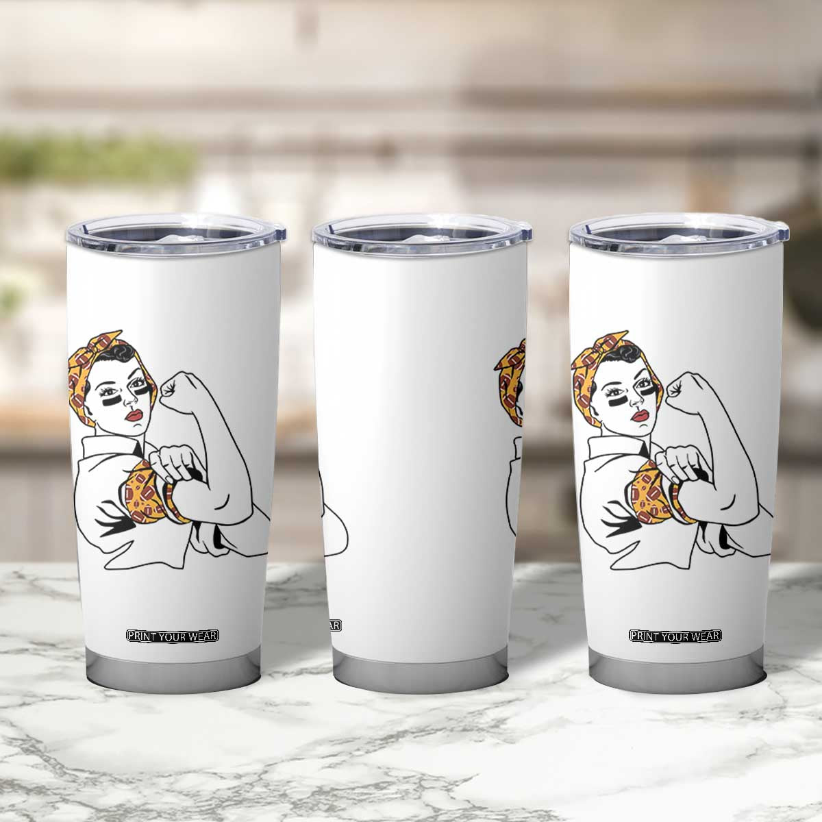 We Can Do It Game Day Tumbler Cup Rosie The Riveter Strong Woman Football Fan