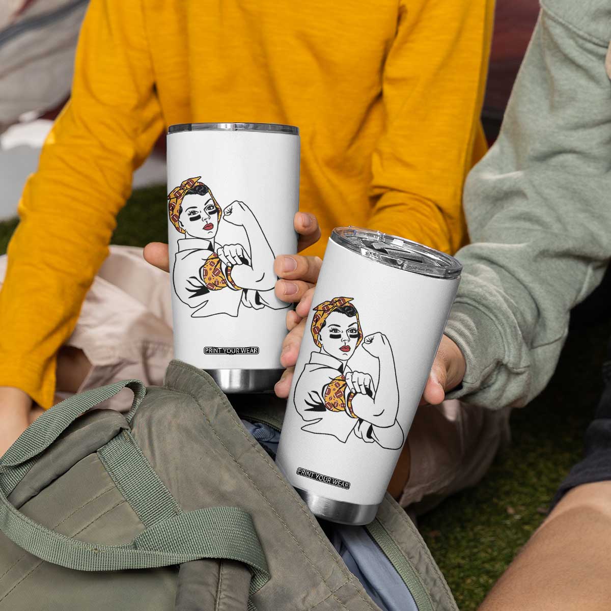 We Can Do It Game Day Tumbler Cup Rosie The Riveter Strong Woman Football Fan