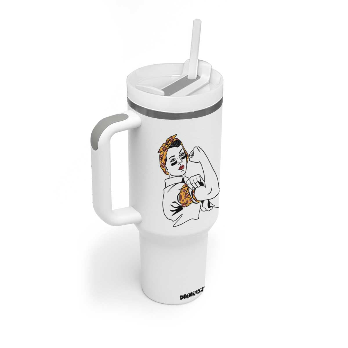 We Can Do It Game Day Tumbler With Handle Rosie The Riveter Strong Woman Football Fan