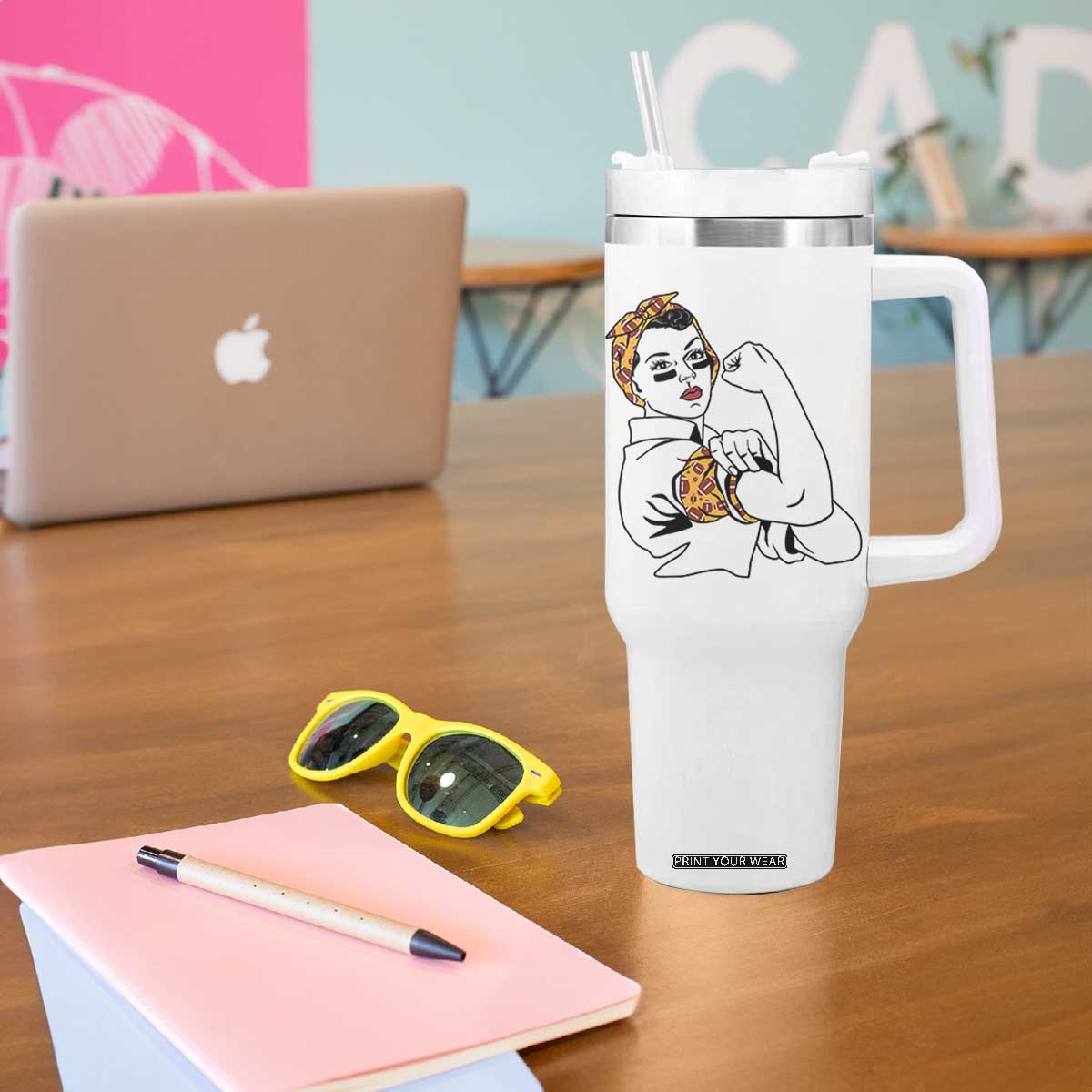 We Can Do It Game Day Tumbler With Handle Rosie The Riveter Strong Woman Football Fan