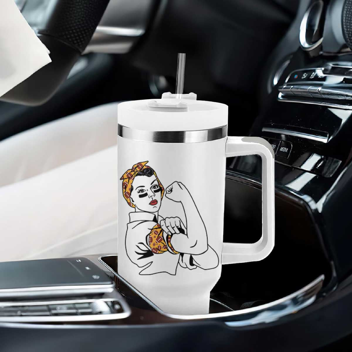 We Can Do It Game Day Tumbler With Handle Rosie The Riveter Strong Woman Football Fan