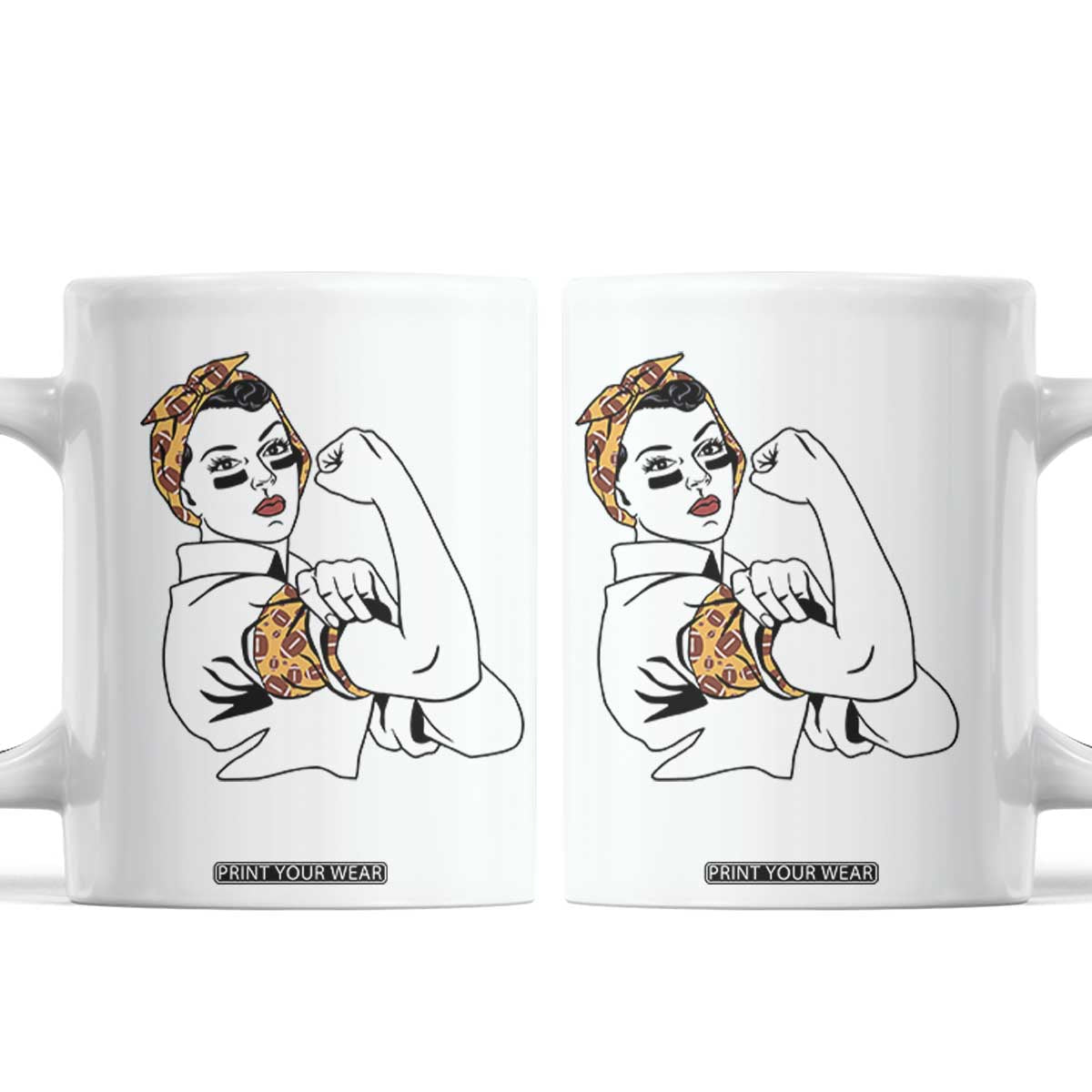 We Can Do It Game Day Coffee Mug Rosie The Riveter Strong Woman Football Fan