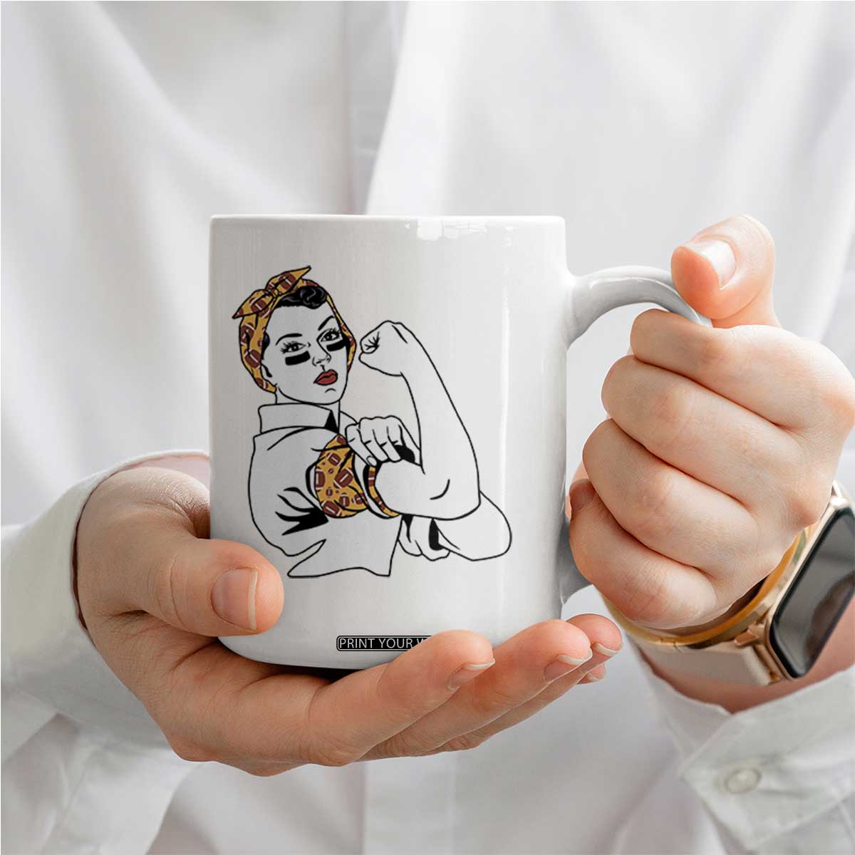 We Can Do It Game Day Coffee Mug Rosie The Riveter Strong Woman Football Fan