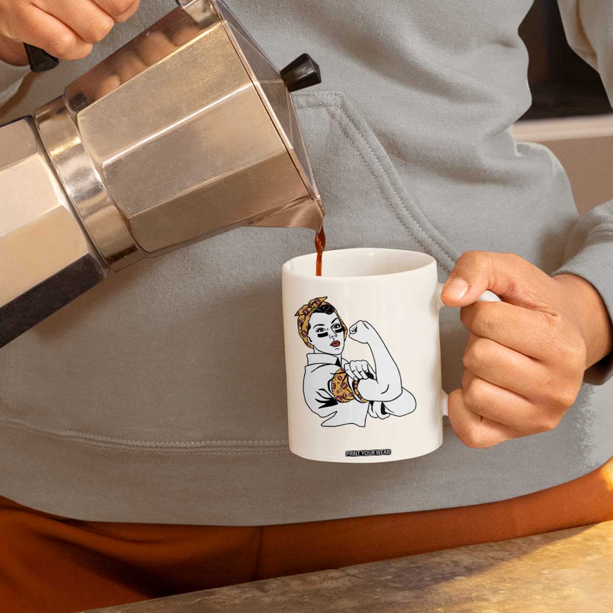 We Can Do It Game Day Coffee Mug Rosie The Riveter Strong Woman Football Fan