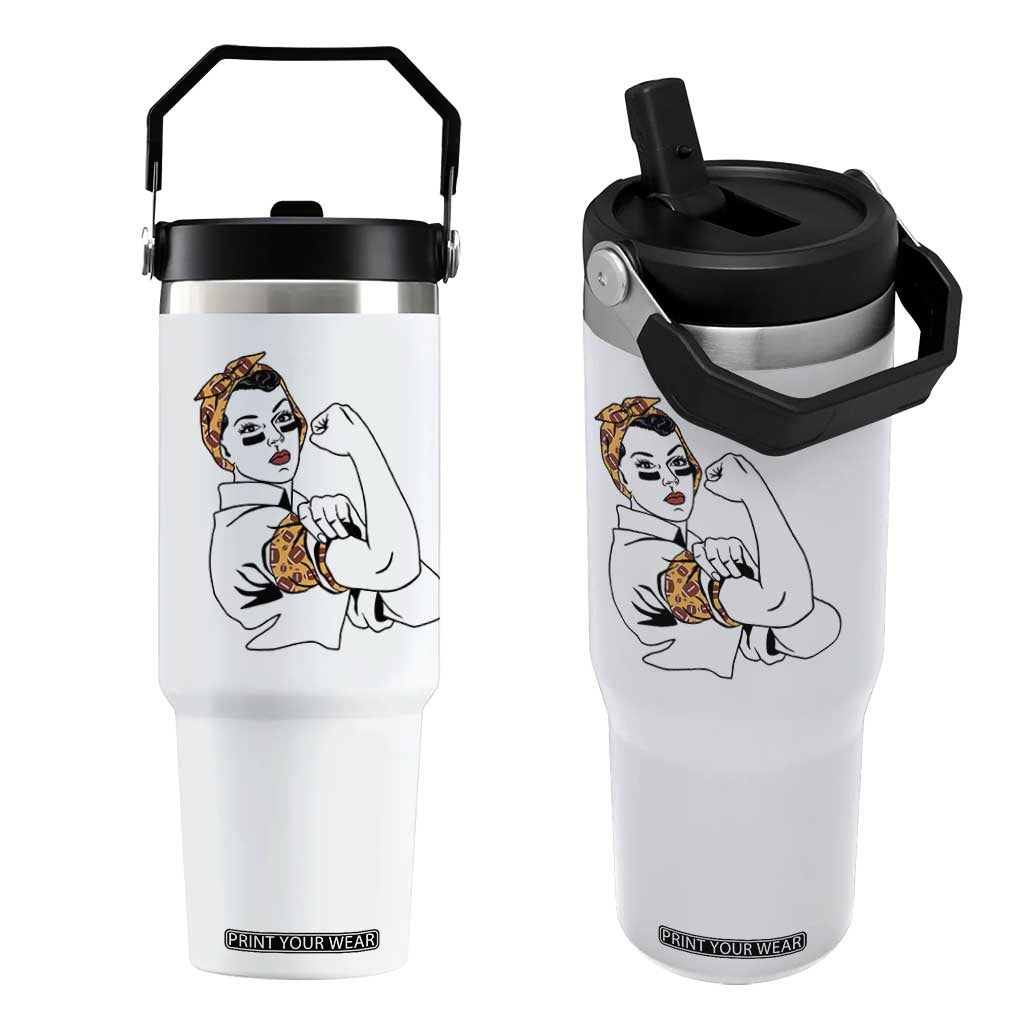 We Can Do It Game Day Flip Straw Tumbler Rosie The Riveter Strong Woman Football Fan