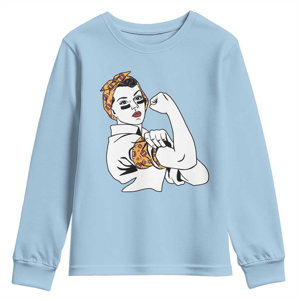 We Can Do It Game Day Youth Sweatshirt Rosie The Riveter Strong Woman Football Fan