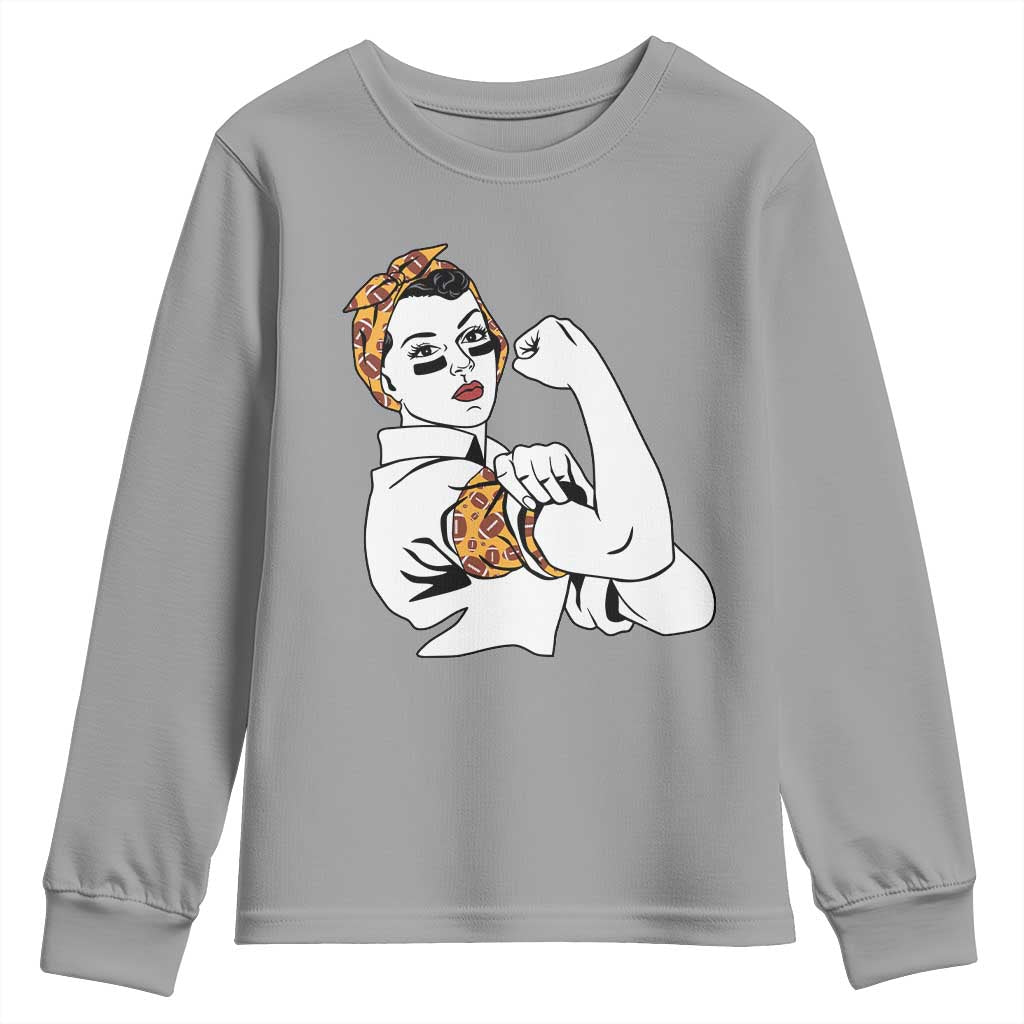 We Can Do It Game Day Youth Sweatshirt Rosie The Riveter Strong Woman Football Fan