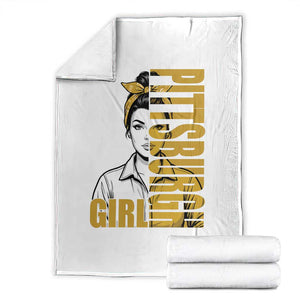 Strong Woman Football Game Day Throw Blanket Black And Gold City Pride