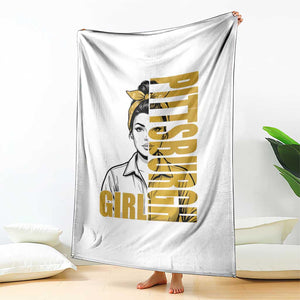 Strong Woman Football Game Day Throw Blanket Black And Gold City Pride