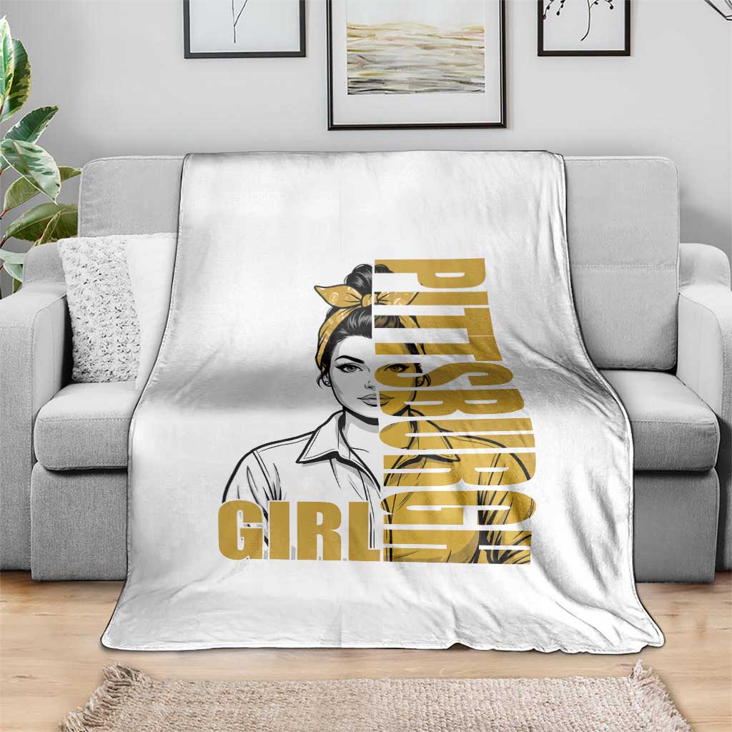 Strong Woman Football Game Day Throw Blanket Black And Gold City Pride
