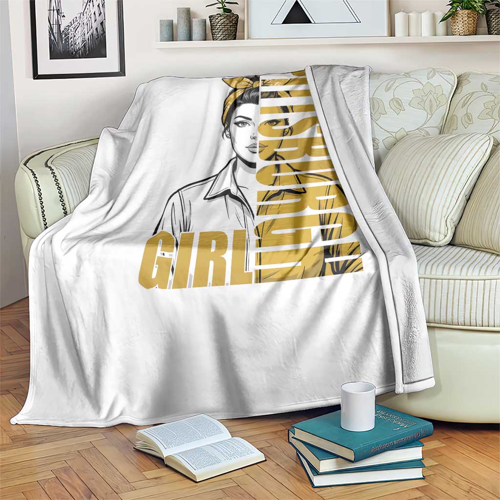 Strong Woman Football Game Day Throw Blanket Black And Gold City Pride