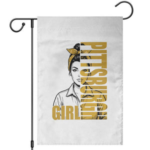 Strong Woman Football Game Day Garden Flag Black And Gold City Pride
