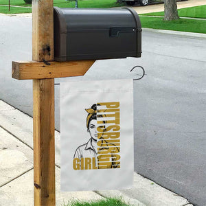 Strong Woman Football Game Day Garden Flag Black And Gold City Pride