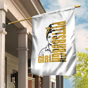 Strong Woman Football Game Day Garden Flag Black And Gold City Pride
