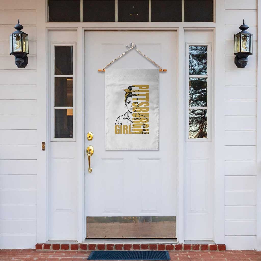 Strong Woman Football Game Day Garden Flag Black And Gold City Pride