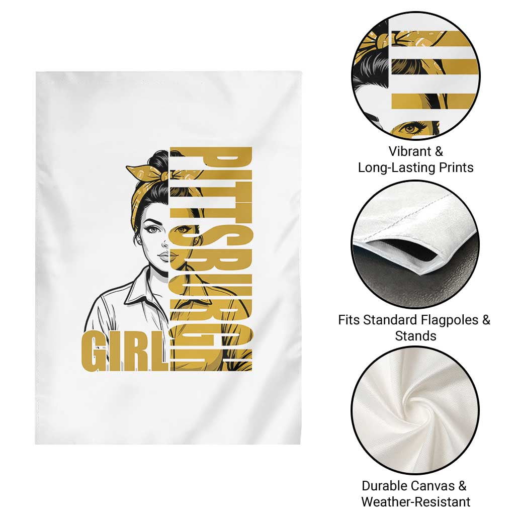 Strong Woman Football Game Day Garden Flag Black And Gold City Pride