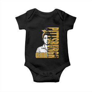 Strong Woman Football Game Day Baby Onesie Black And Gold City Pride