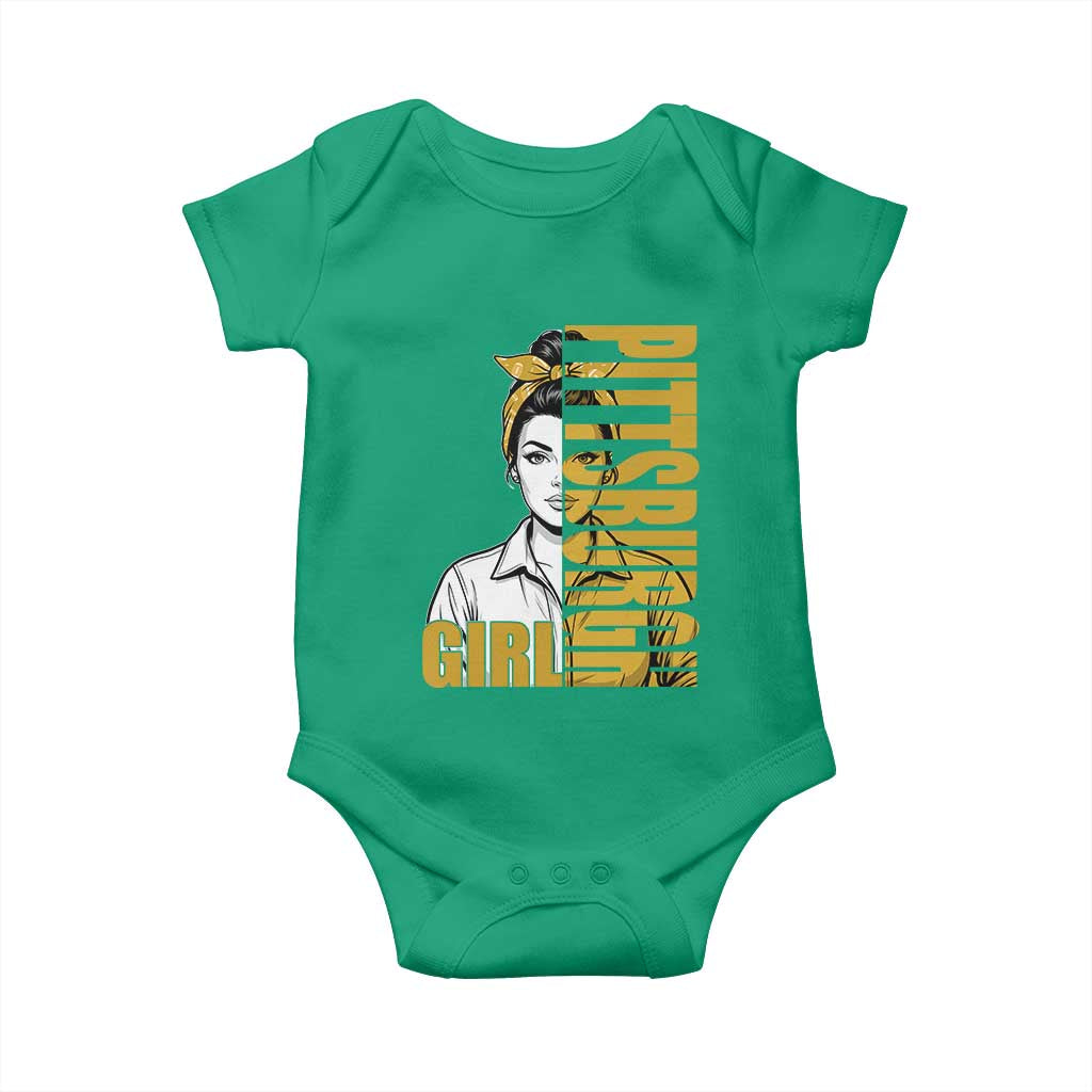 Strong Woman Football Game Day Baby Onesie Black And Gold City Pride