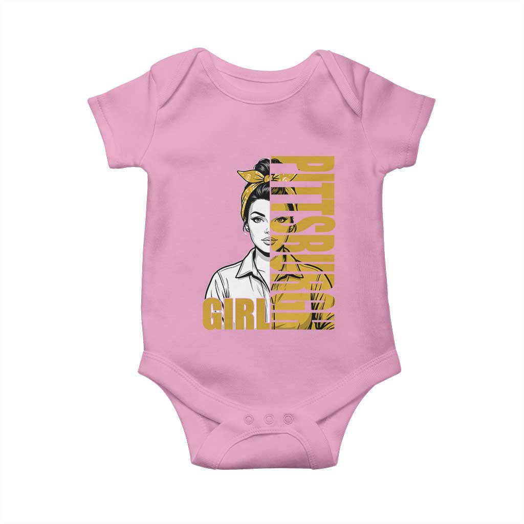Strong Woman Football Game Day Baby Onesie Black And Gold City Pride