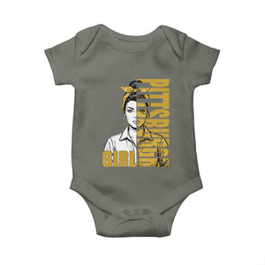 Strong Woman Football Game Day Baby Onesie Black And Gold City Pride