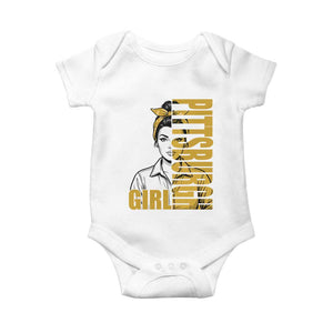 Strong Woman Football Game Day Baby Onesie Black And Gold City Pride
