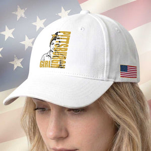 Strong Woman Football Game Day Baseball Cap Black And Gold City Pride