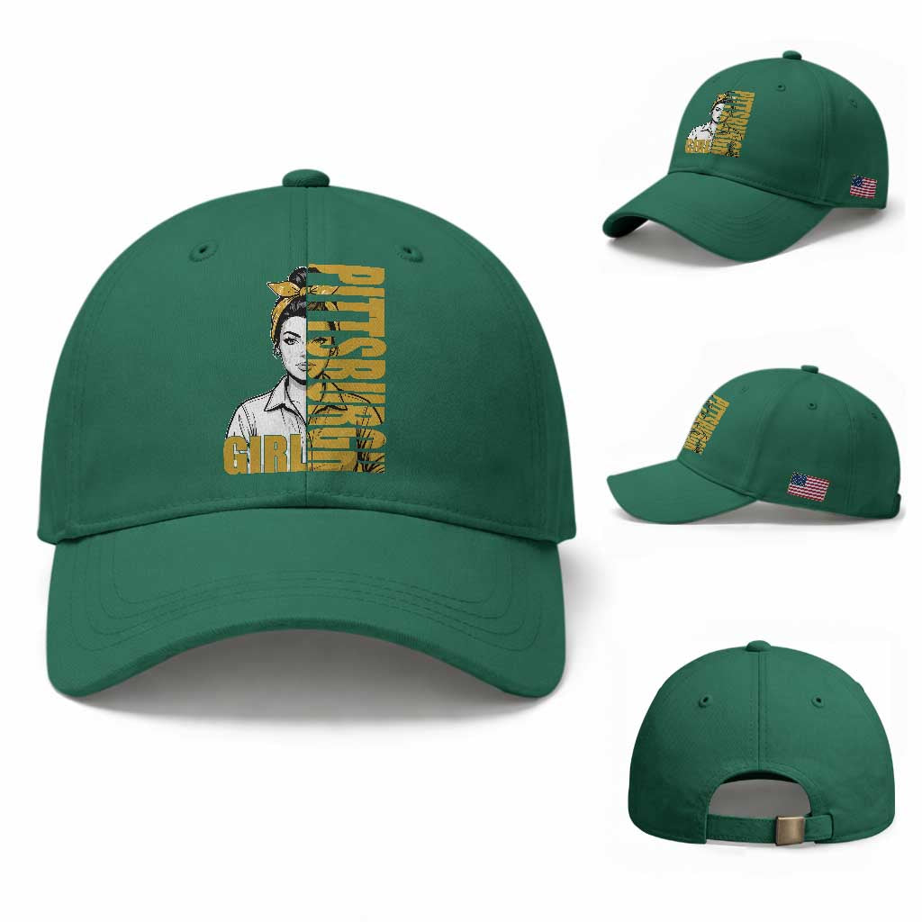 Strong Woman Football Game Day Baseball Cap Black And Gold City Pride