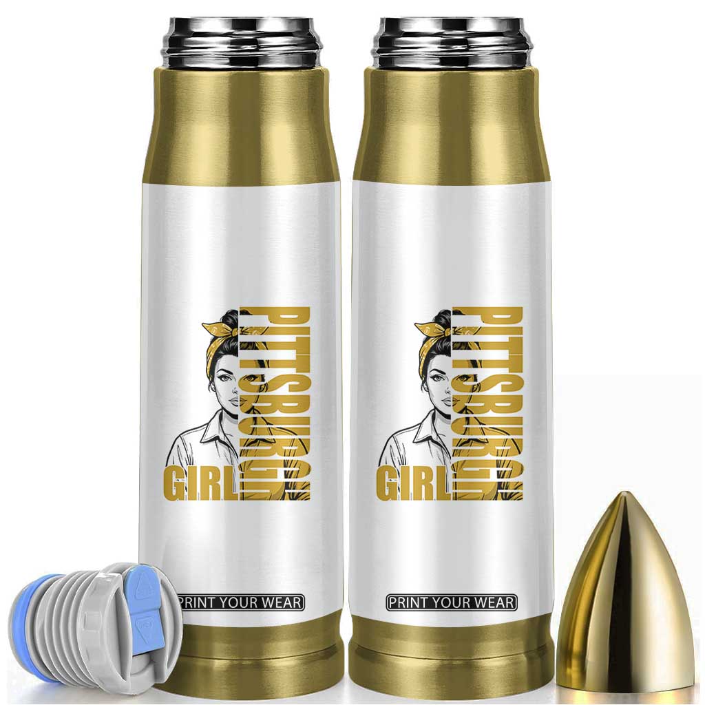 Strong Woman Football Game Day Bullet Tumbler Black And Gold City Pride