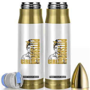 Strong Woman Football Game Day Bullet Tumbler Black And Gold City Pride