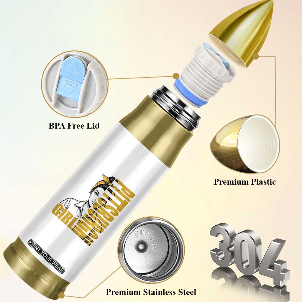 Strong Woman Football Game Day Bullet Tumbler Black And Gold City Pride