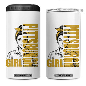 Strong Woman Football Game Day 4 in 1 Can Cooler Tumbler Black And Gold City Pride