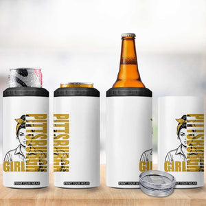 Strong Woman Football Game Day 4 in 1 Can Cooler Tumbler Black And Gold City Pride