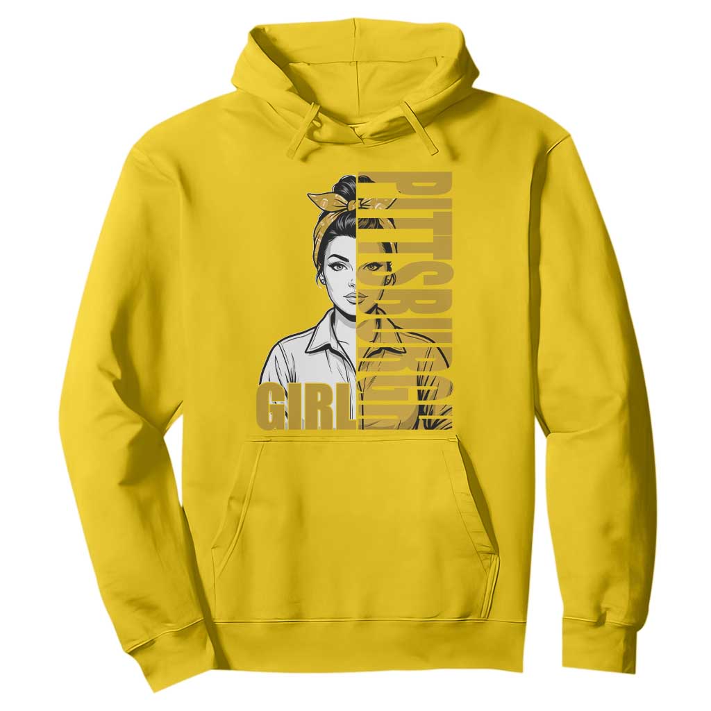 Strong Woman Football Game Day Hoodie Black And Gold City Pride