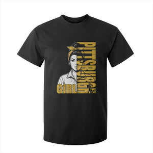 Strong Woman Football Game Day T Shirt For Kid Black And Gold City Pride