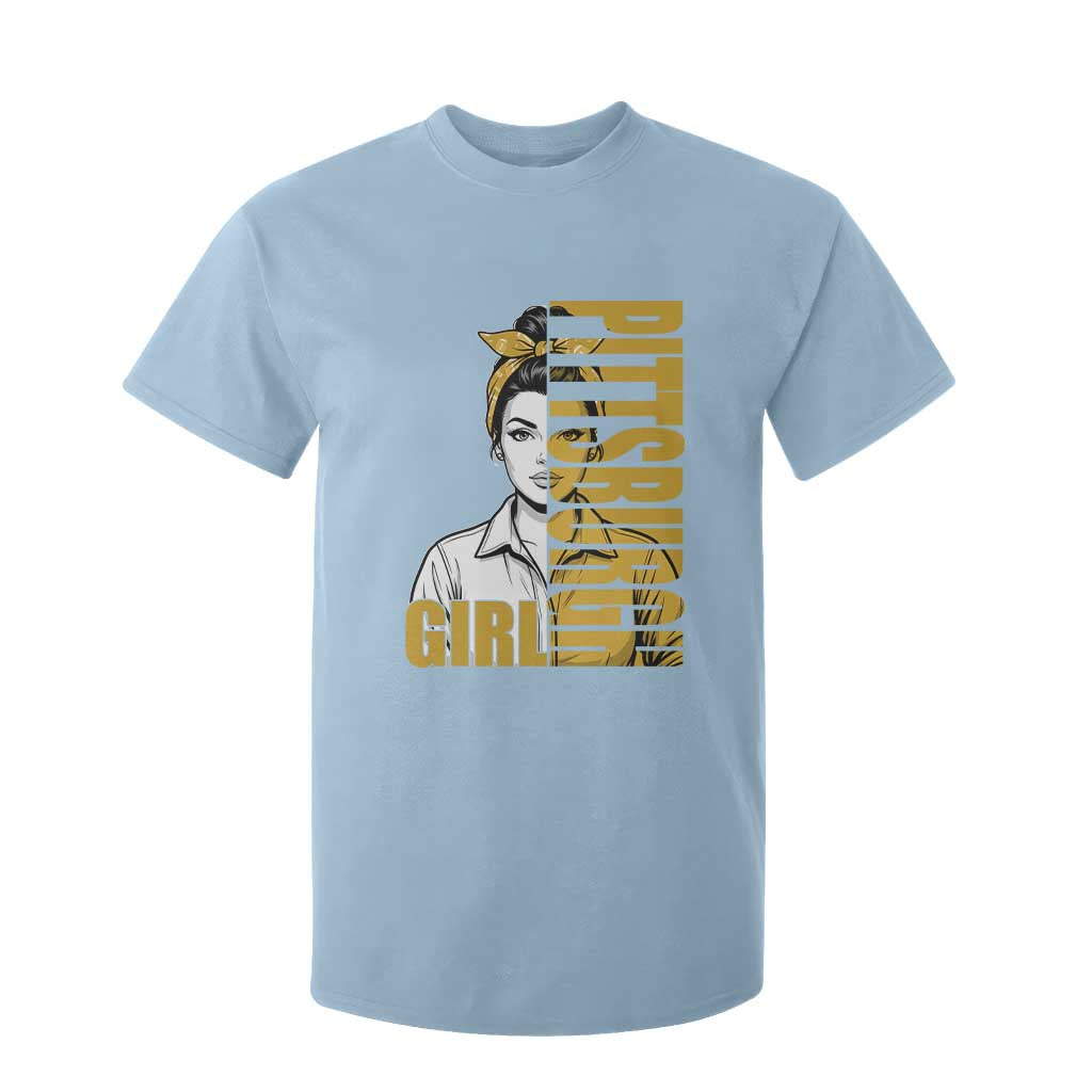 Strong Woman Football Game Day T Shirt For Kid Black And Gold City Pride