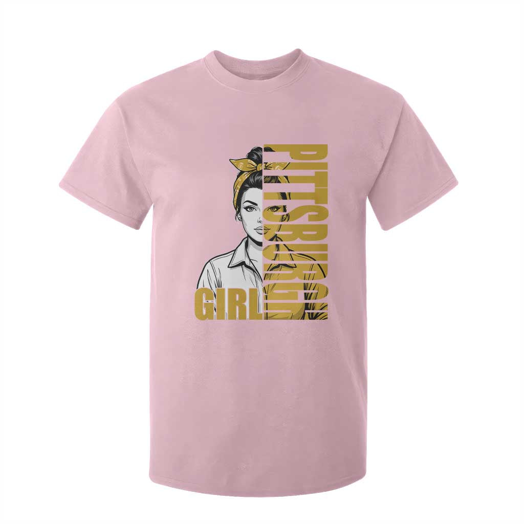 Strong Woman Football Game Day T Shirt For Kid Black And Gold City Pride