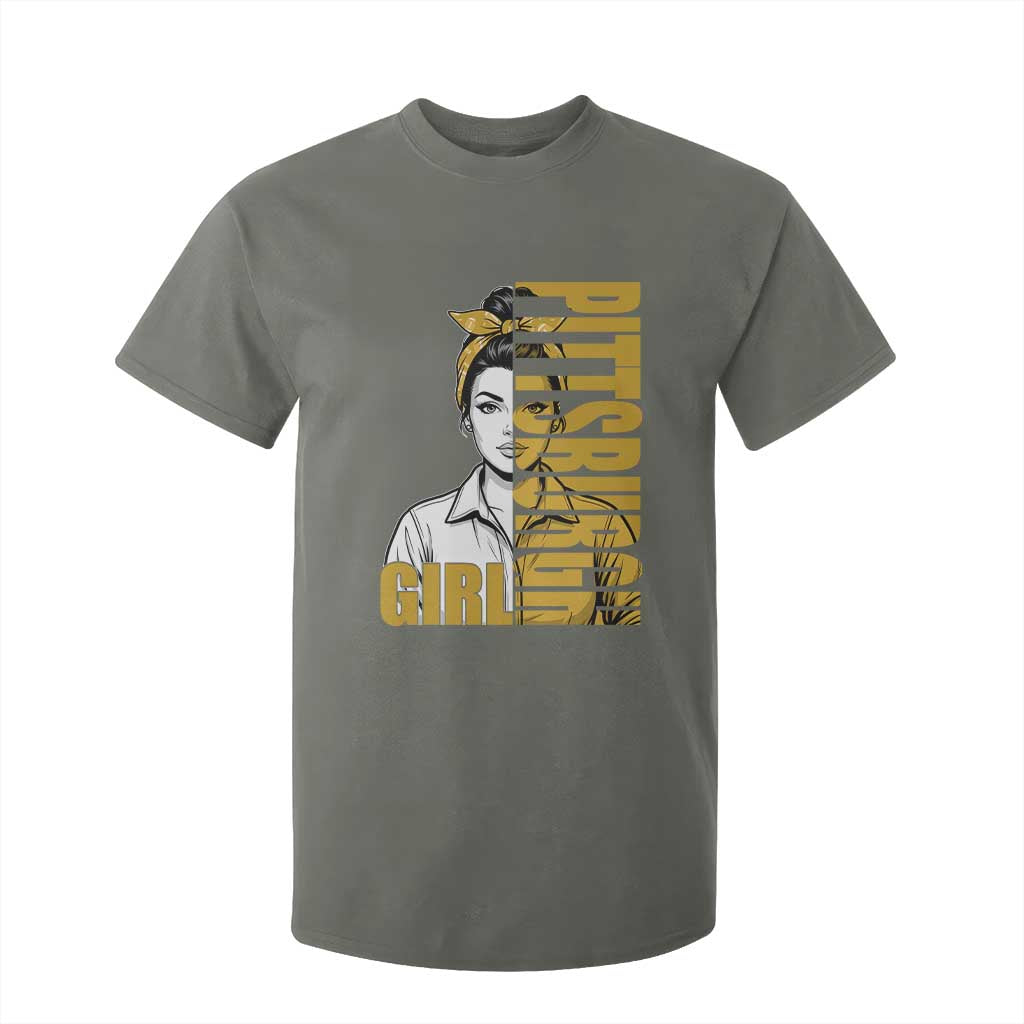 Strong Woman Football Game Day T Shirt For Kid Black And Gold City Pride