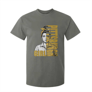 Strong Woman Football Game Day T Shirt For Kid Black And Gold City Pride