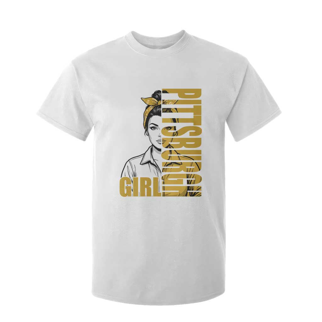 Strong Woman Football Game Day T Shirt For Kid Black And Gold City Pride