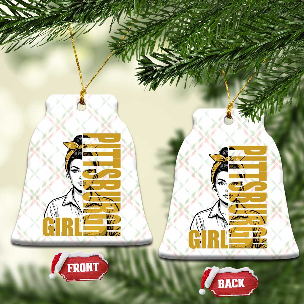 Strong Woman Football Game Day Ceramic Ornament Black And Gold City Pride