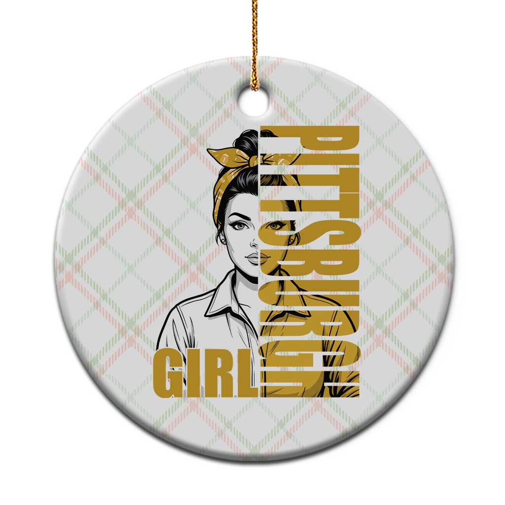 Strong Woman Football Game Day Ceramic Ornament Black And Gold City Pride