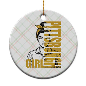 Strong Woman Football Game Day Ceramic Ornament Black And Gold City Pride