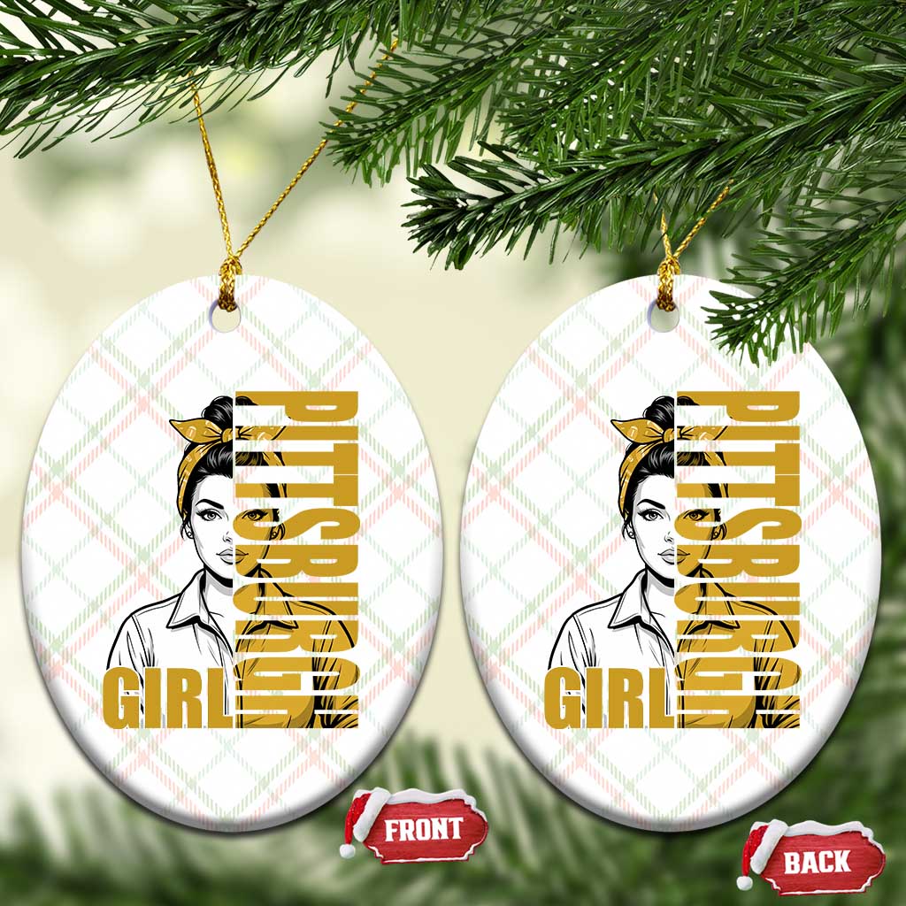 Strong Woman Football Game Day Ceramic Ornament Black And Gold City Pride