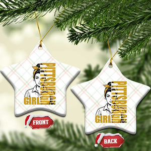 Strong Woman Football Game Day Ceramic Ornament Black And Gold City Pride